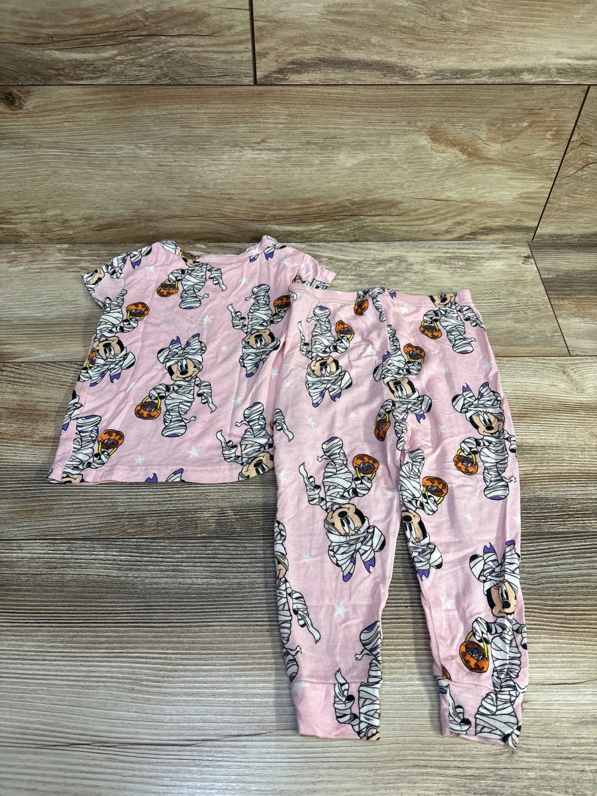 Disney Junior 2pc Minnie Mouse Halloween Viscose Pajama Set Pink sz 2T