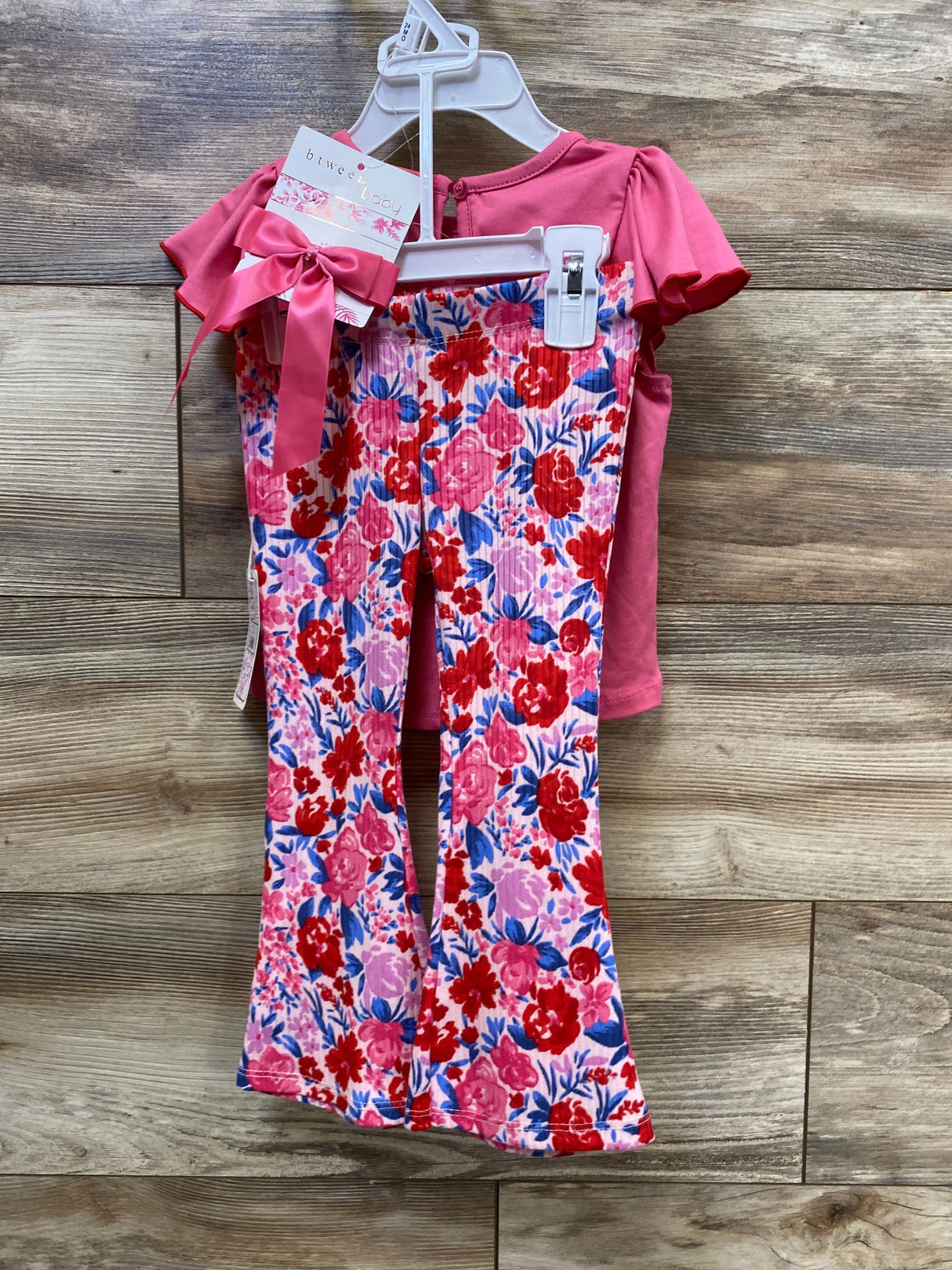 NEW Btween 3pc Shirt & Ribbed Pants Pink sz 24m