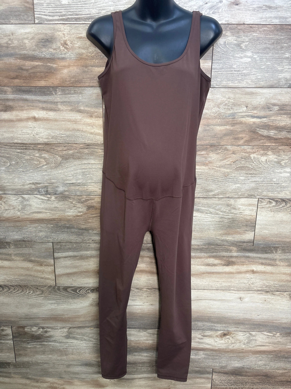 Isabel Maternity Sleeveless Unitard Jumpsuit Brown sz large