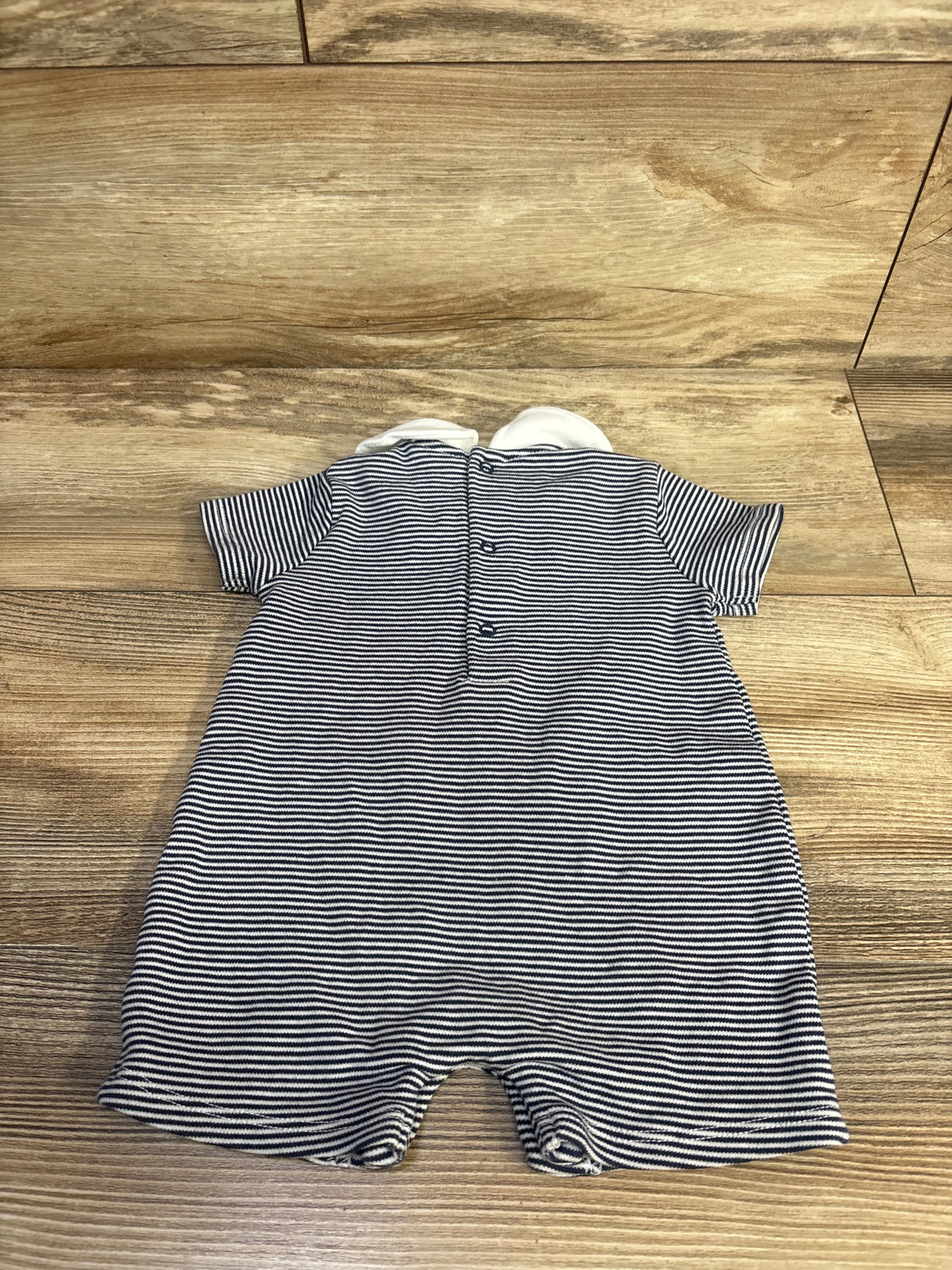 Edgehill Collection Striped Polo Romper Blue sz 6m