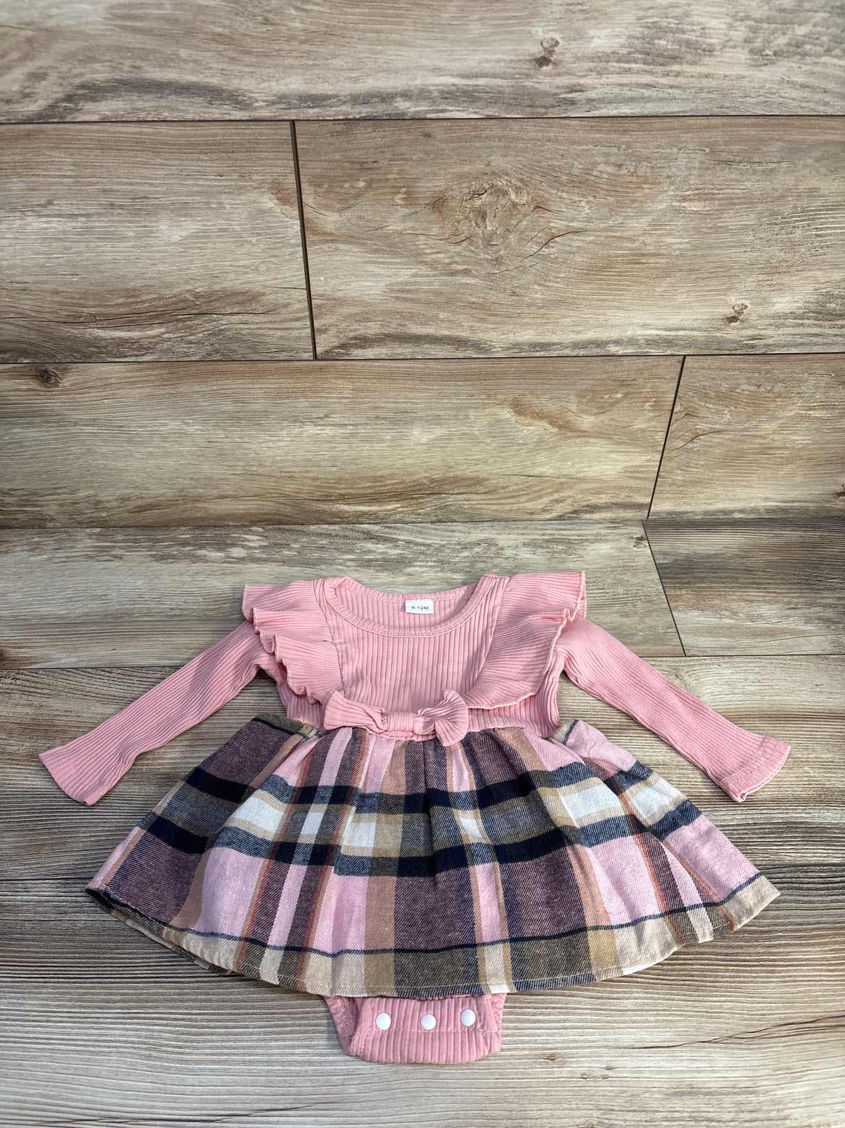 Marsha Ruffle Plaid Bodysuit Dress Pink sz 9-12m