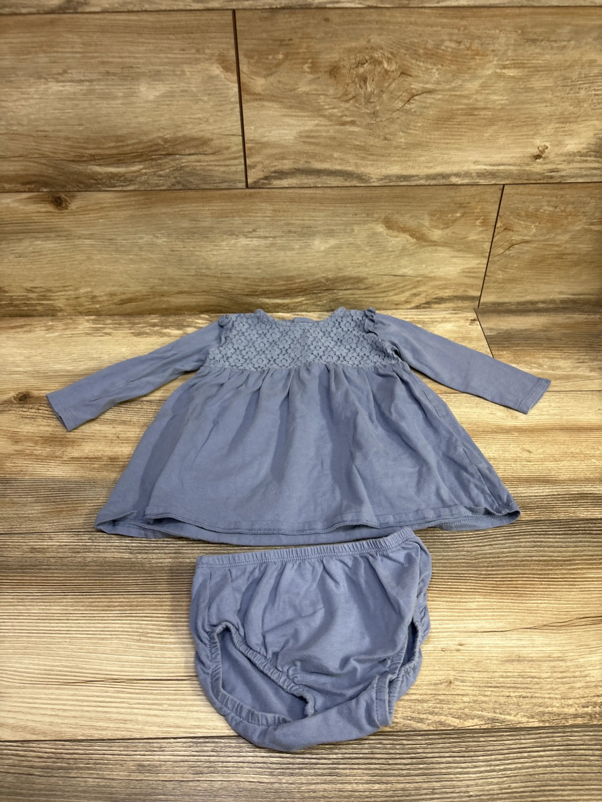 Carter's 2pc Long Sleeve Lace Dress & Bloomers Set Blue sz 18m
