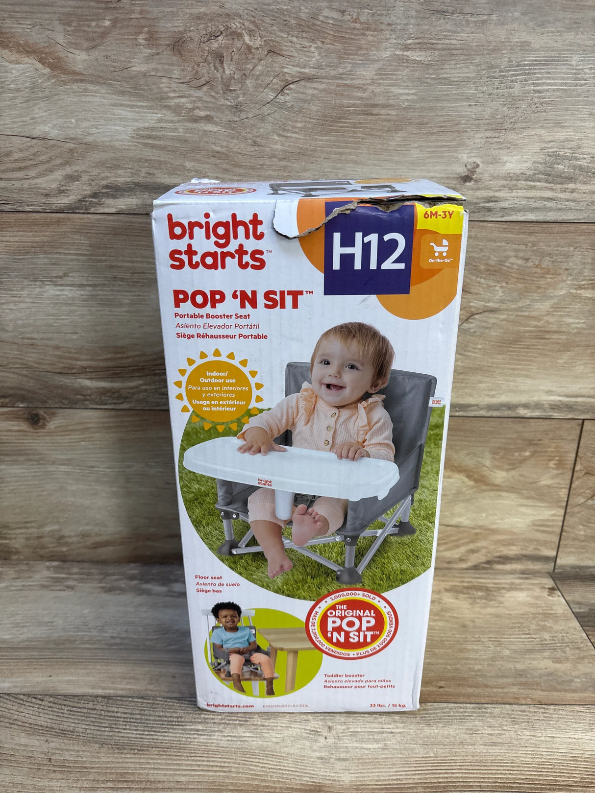 NEW Bright Starts Pop N Sit Portable Booster Seat Grey