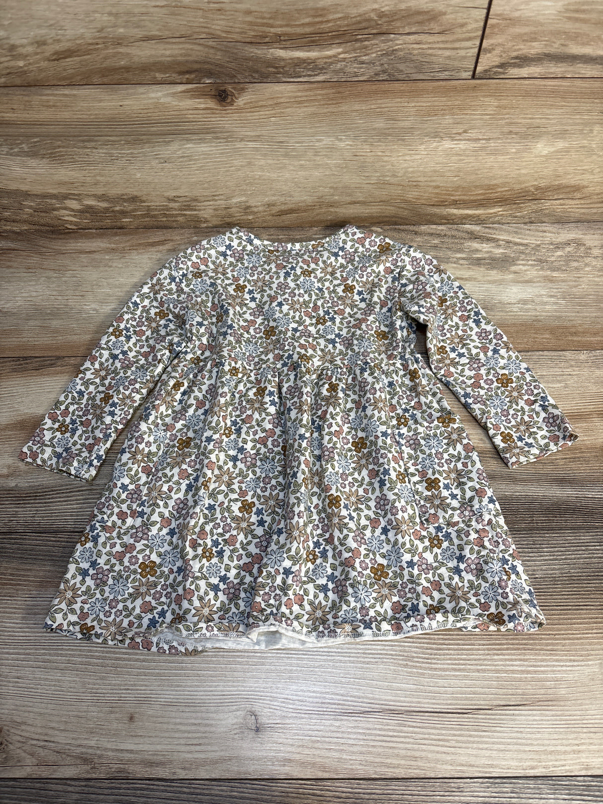 Little Co. Organic Long Sleeve Henley Pocket Dress in Multi Floral Vine sz 24m