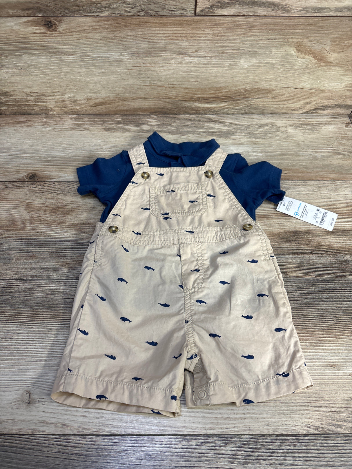 NEW Just One You 2pc Polo Shirt & Shortalls Set Navy 9m