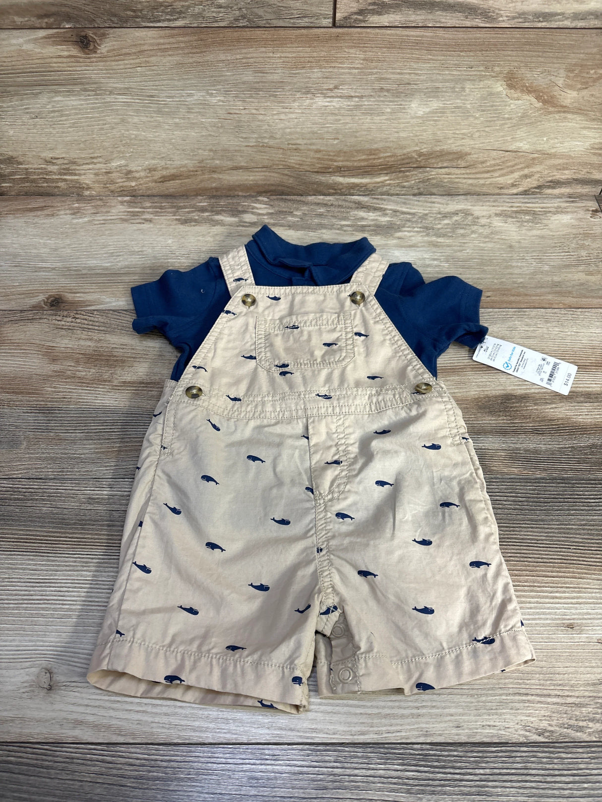 NEW Just One You 2pc Polo Shirt & Shortalls Set Navy 9m