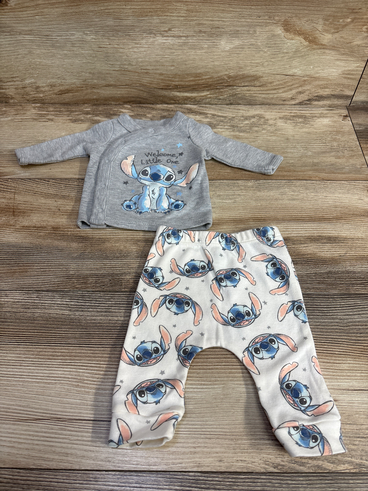 Disney Baby 2pc Stitch Welcome Little One Kimono Set Grey sz Newborn