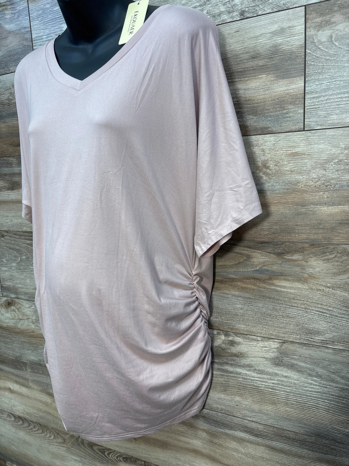 NEW Ekouaer Maternity Ruched Shirt Pink sz XXL