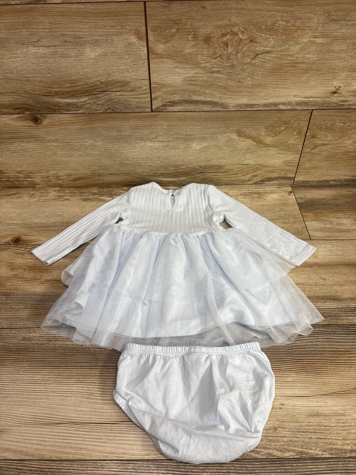 Carter's 2pc Ribbed Long Sleeve Tulle Dress & Bloomers Blue sz 12m