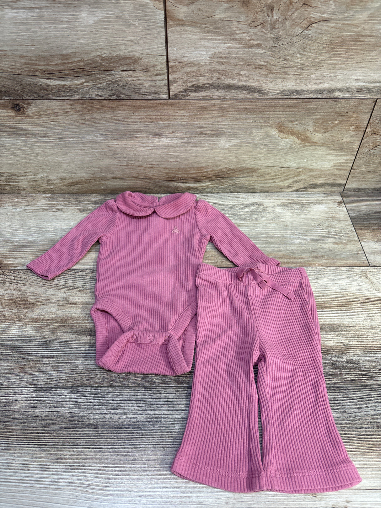 Baby Gap 2pc Long Sleeve Collared Bodysuit & Pants Set Pink sz 0-3m