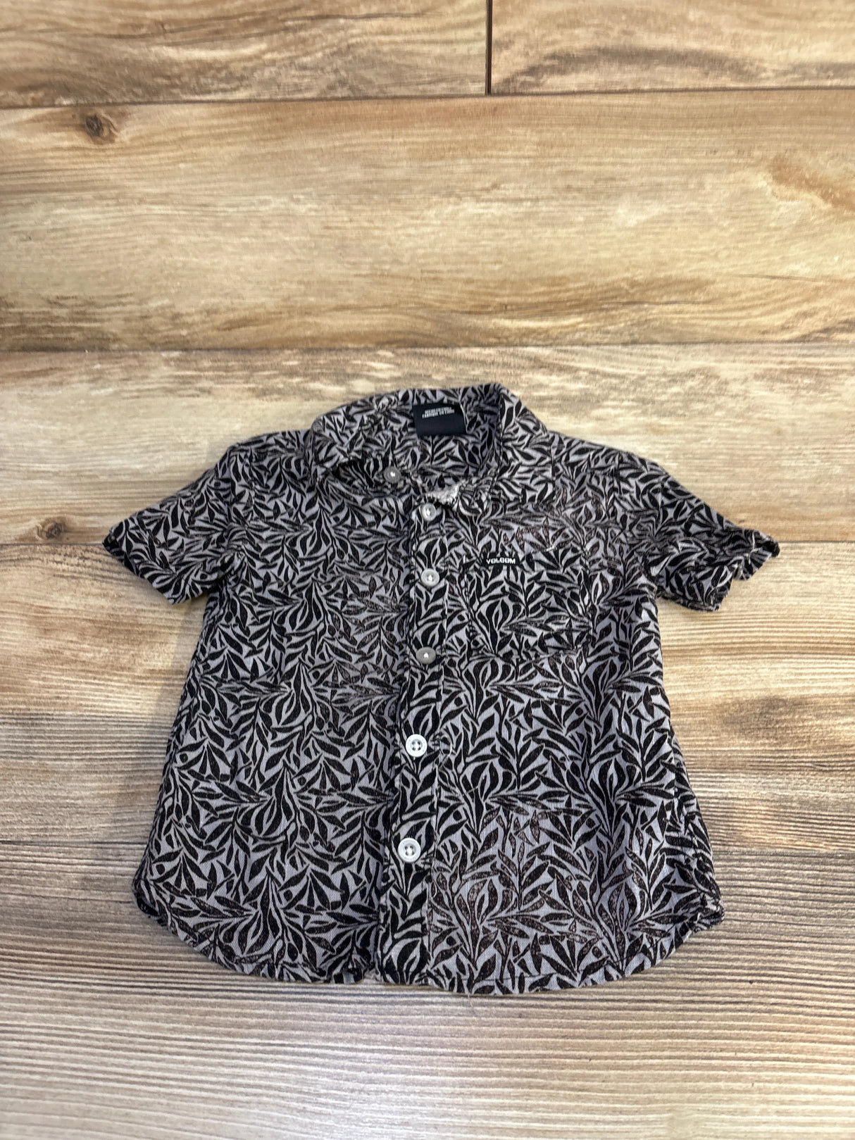Volcom Linen Blend Button Up Shirt Grey sz 2T