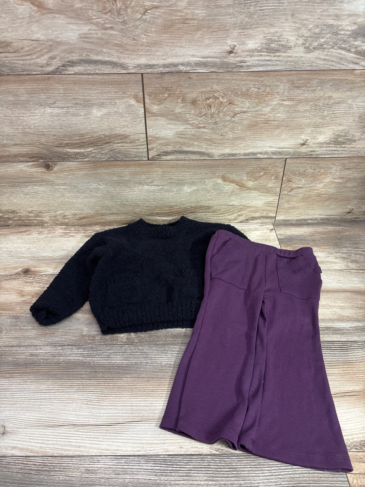DKNY 2pc Sweater & Ribbed Flare Pants Set Black sz 2T