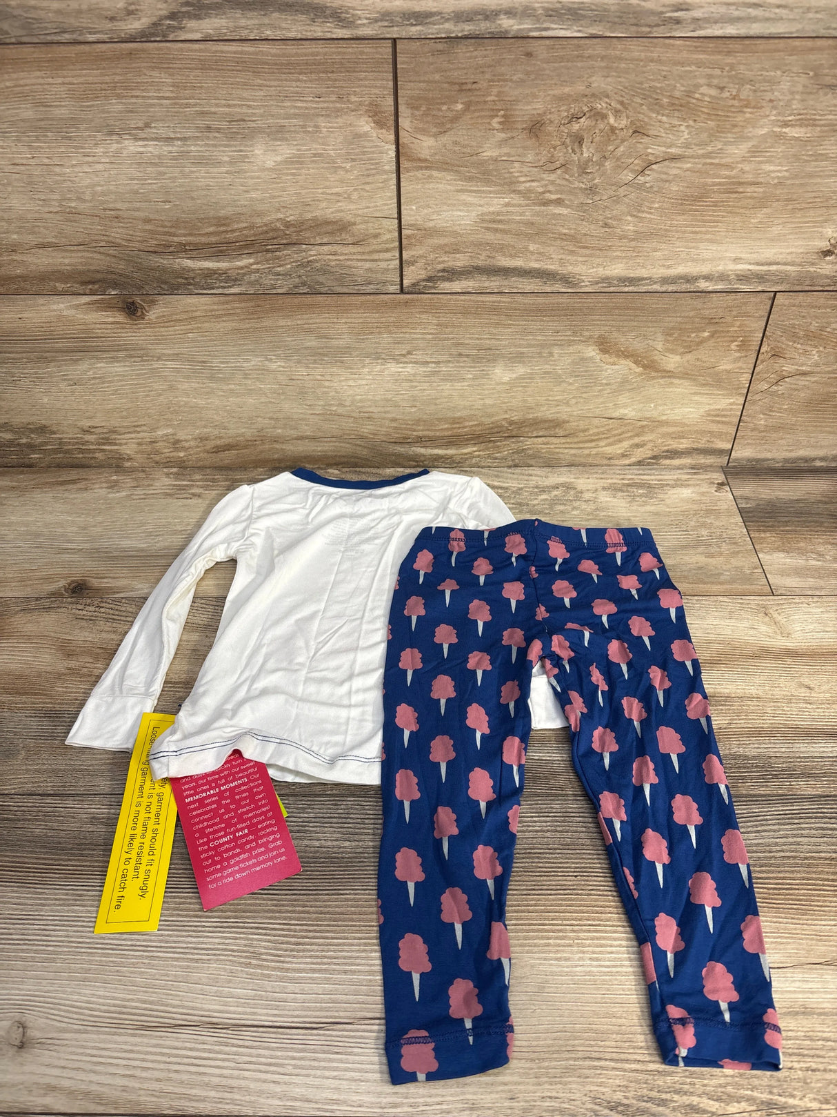 NEW Kickee Pants 2pc Long Sleeve Graphic Tee Pajama Set in Navy Cotton Candy sz 2T