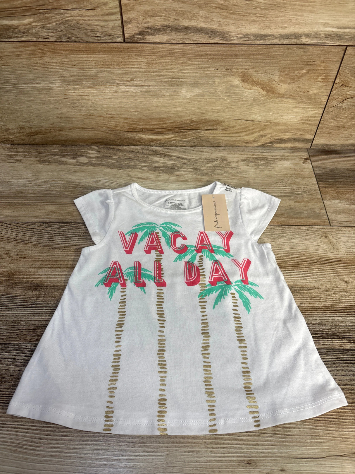 NEW First Impressions Vacay All Day Shirt White sz 24m