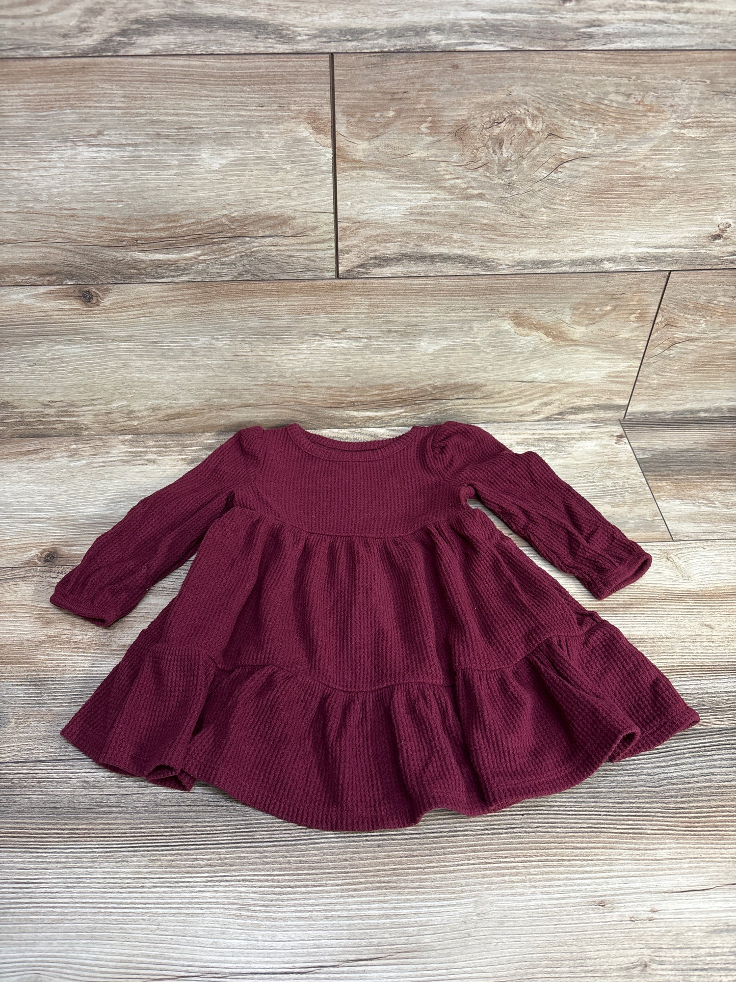 Cat & Jack Waffle Knit Dress Burgundy sz 18m