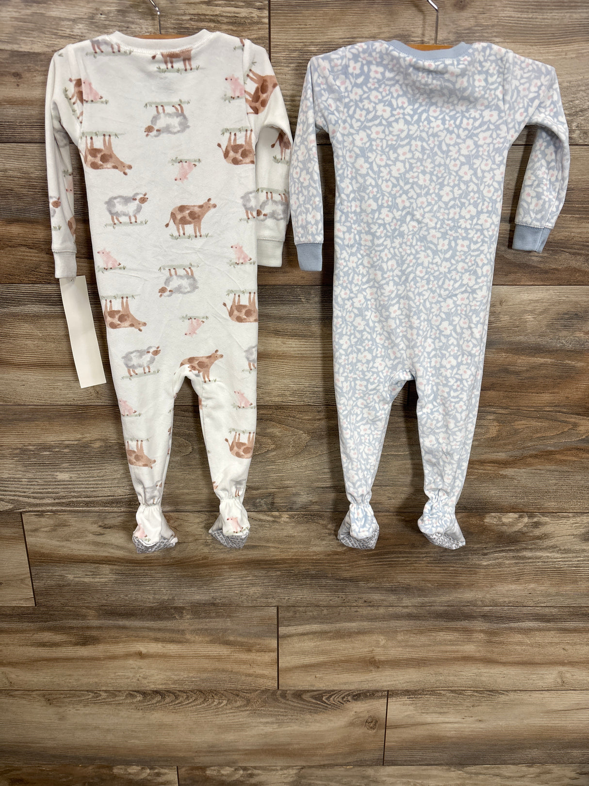 NEW Just One You 2pk Poly Farm and Flowers Pajama Set White sz 18m