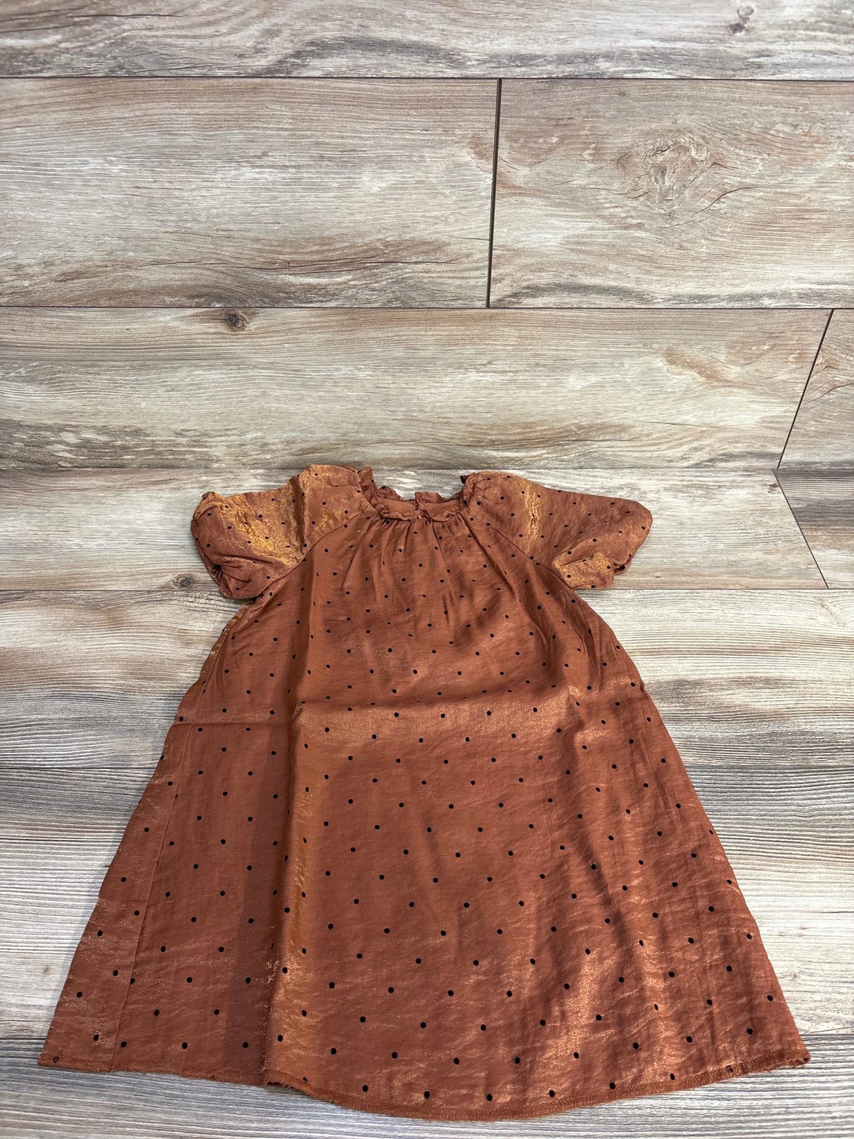 Zara Metallic Puff Sleeve Dress Bronze sz 3-4T