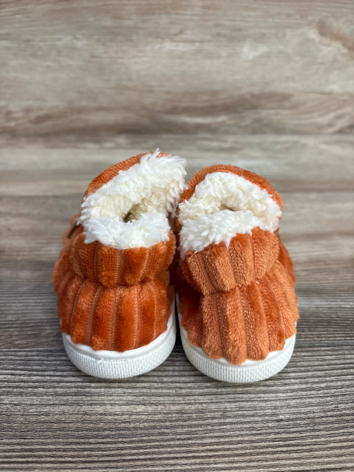 Corduroy Fuzzy Bootie Slippers Orange sz 6/7c