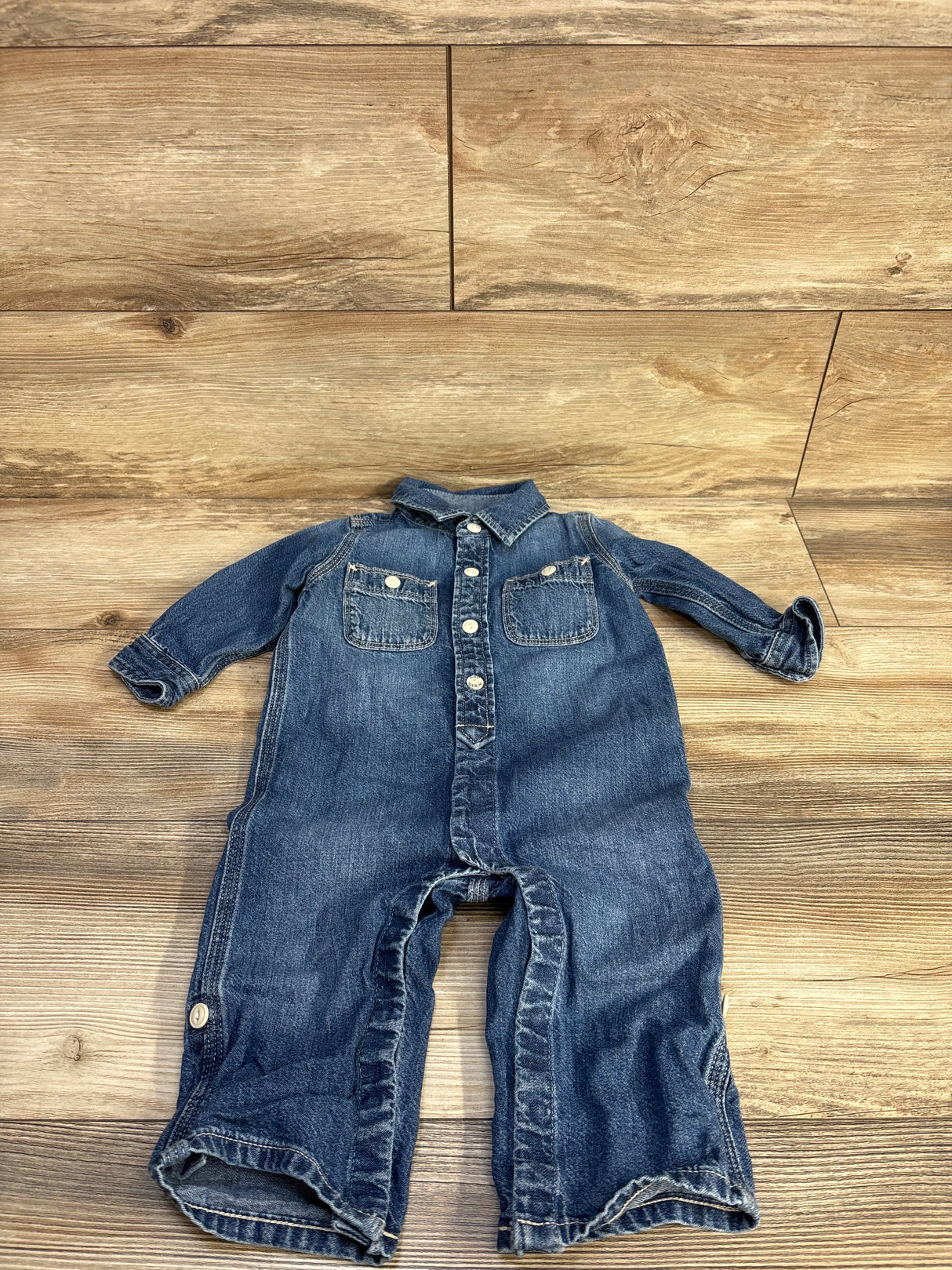 Gap Denim Polo Coverall Blue sz 12-18m