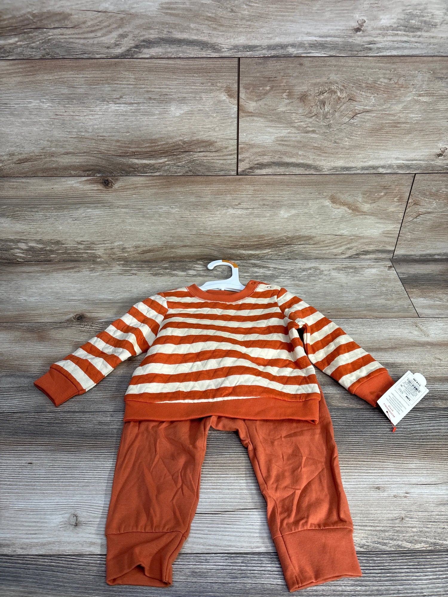 NEW Cat & Jack Quilted Shirt & Bottoms Set Rust sz 12m