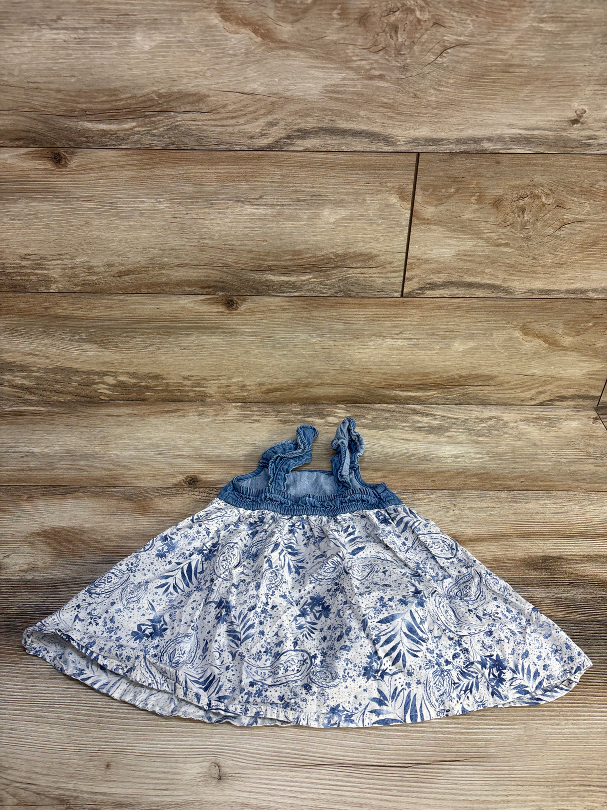 Oshkosh Floral Chambray Dress Blue sz 18m