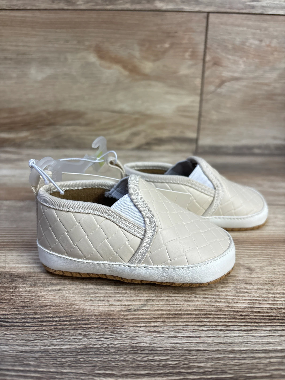 NEW Cat & Jack Woven Slip-On Crib Shoes, Beige sz 4c