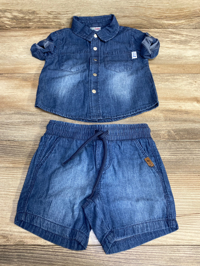 Prenatal 2pc Chambray Shirt & Shorts Blue sz 3-6m - Me n Mommy To Be