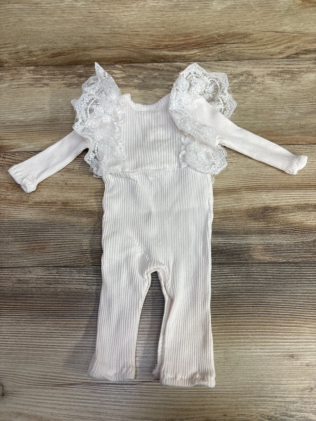 Laced Ribbed Henley Coverall White sz 0-3m