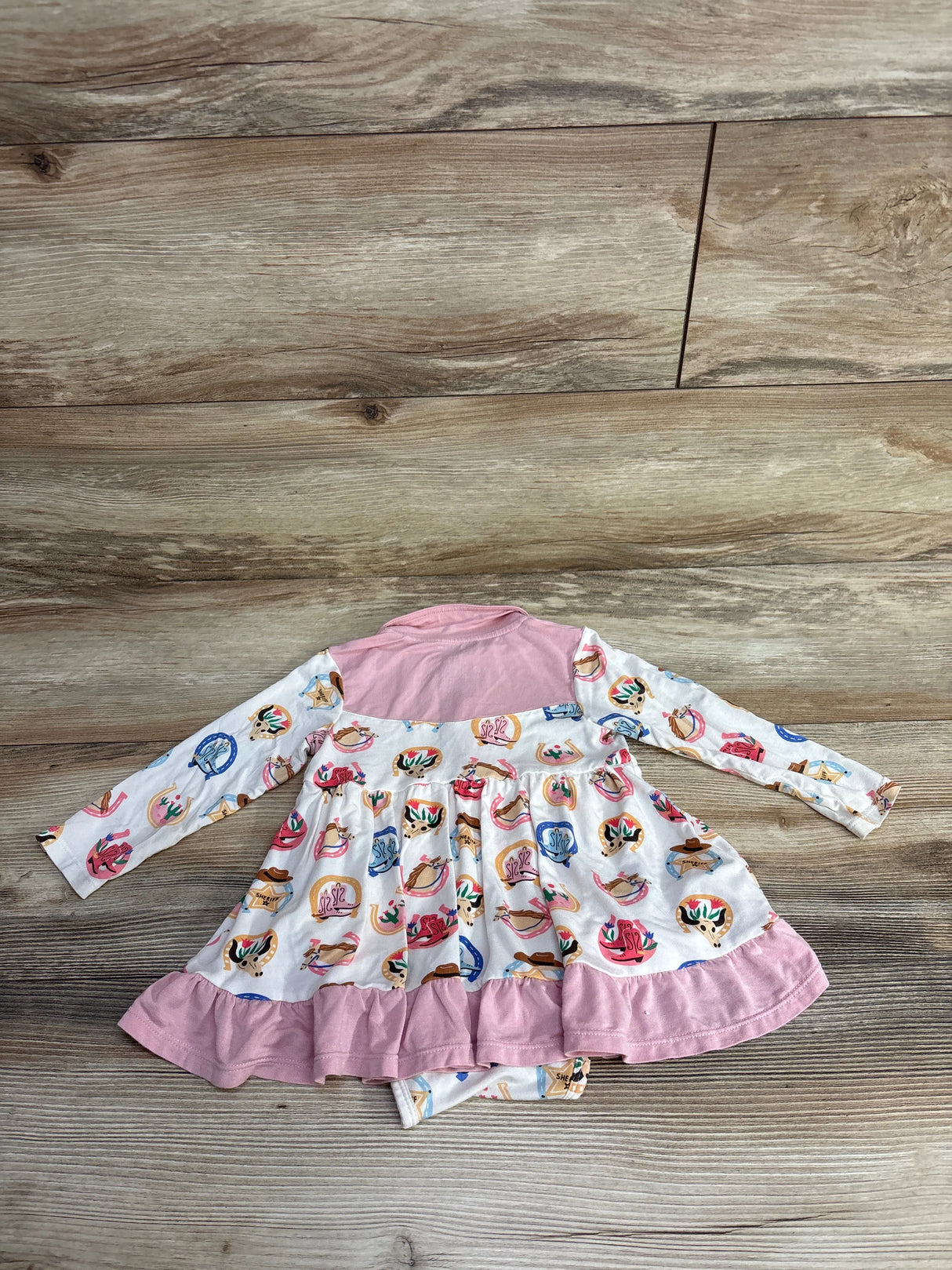Angel Dear Cowboy Bodysuit Dress Western Horses Pink sz 12-18m