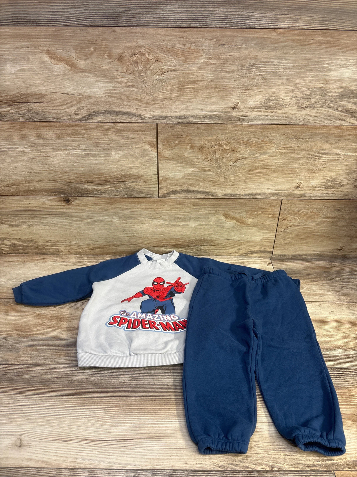 H&M Spider-Man 2pc Pullover Sweatshirt & Pants Set Blue sz 18m