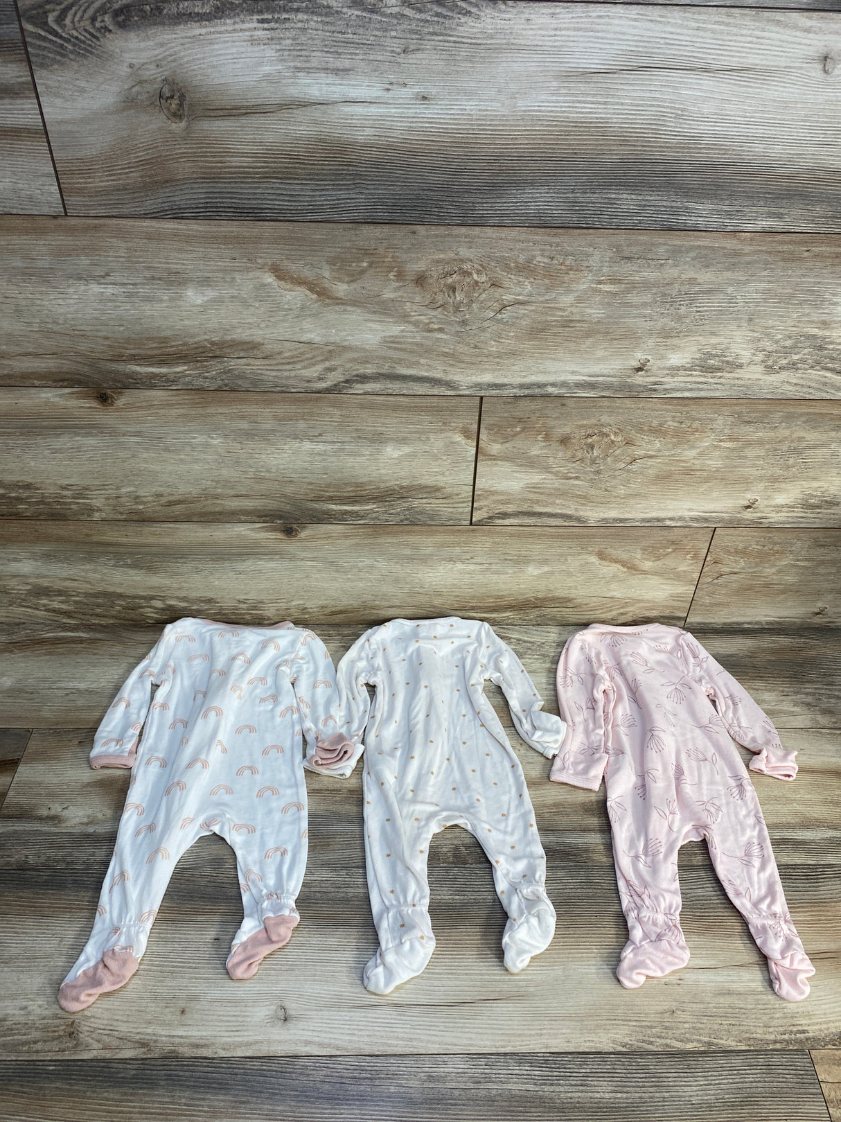 Cloud Island 3pk Rainbow Print Sleeper Cream sz 0-3m