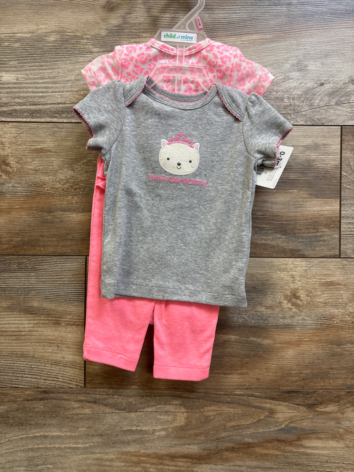 NEW Child Of Mine 3pc Shirt, Bodysuit, & Pants Set Pink sz 0/3m
