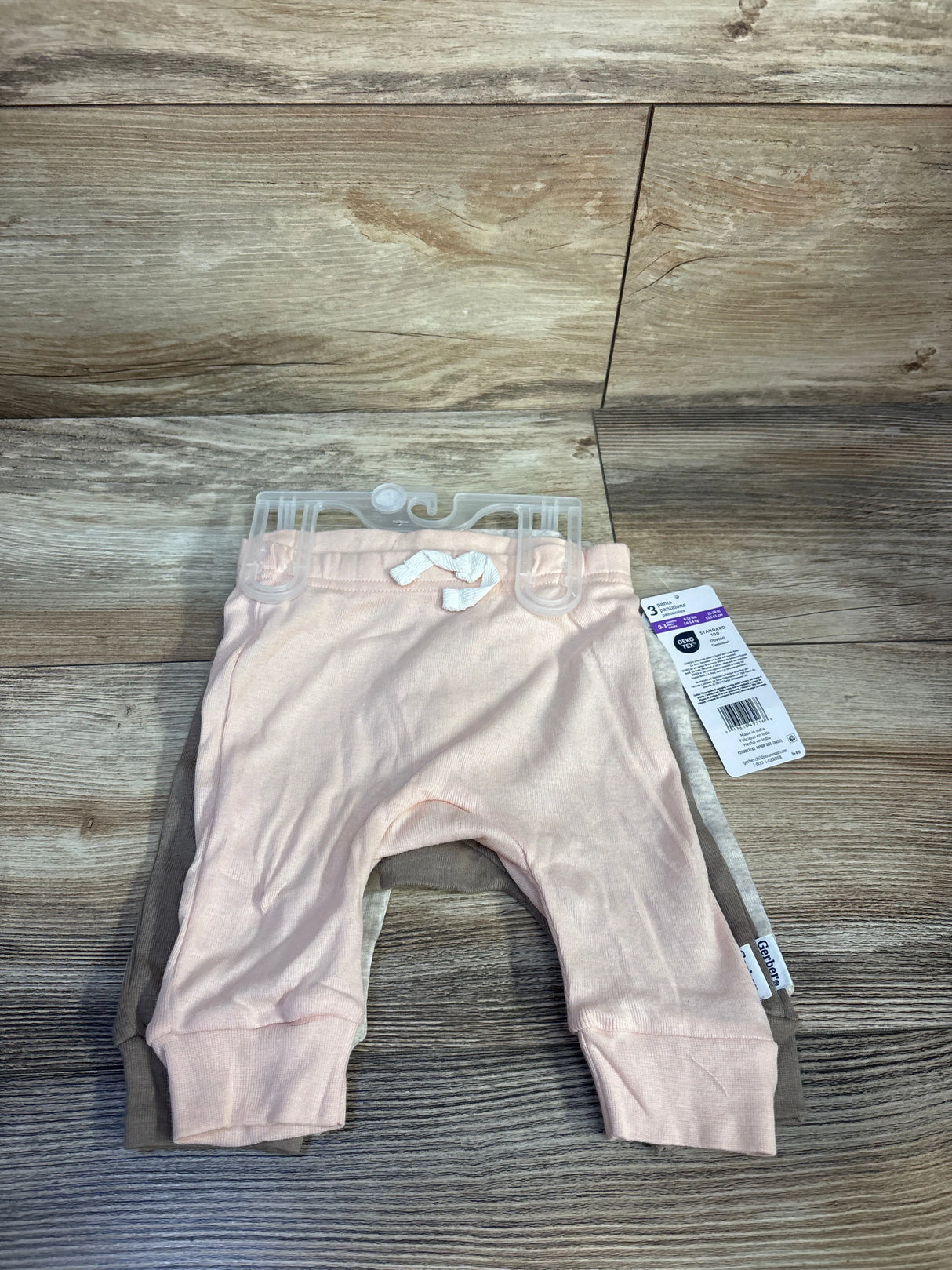 NEW Gerber 3pk Pants Beige sz 0-3m