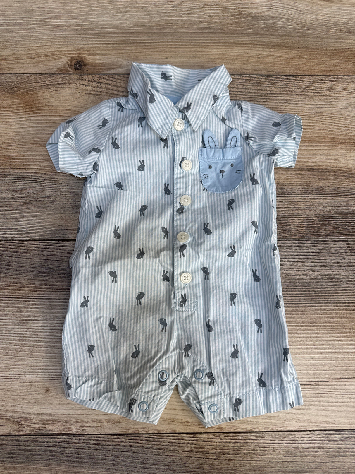 Just One You Bunny Print Romper Blue sz NB