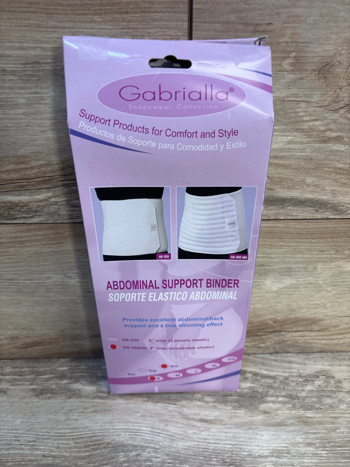 NEW Gabrialla 9'' Abdominal Support Binder White sz Small AB-309(W)