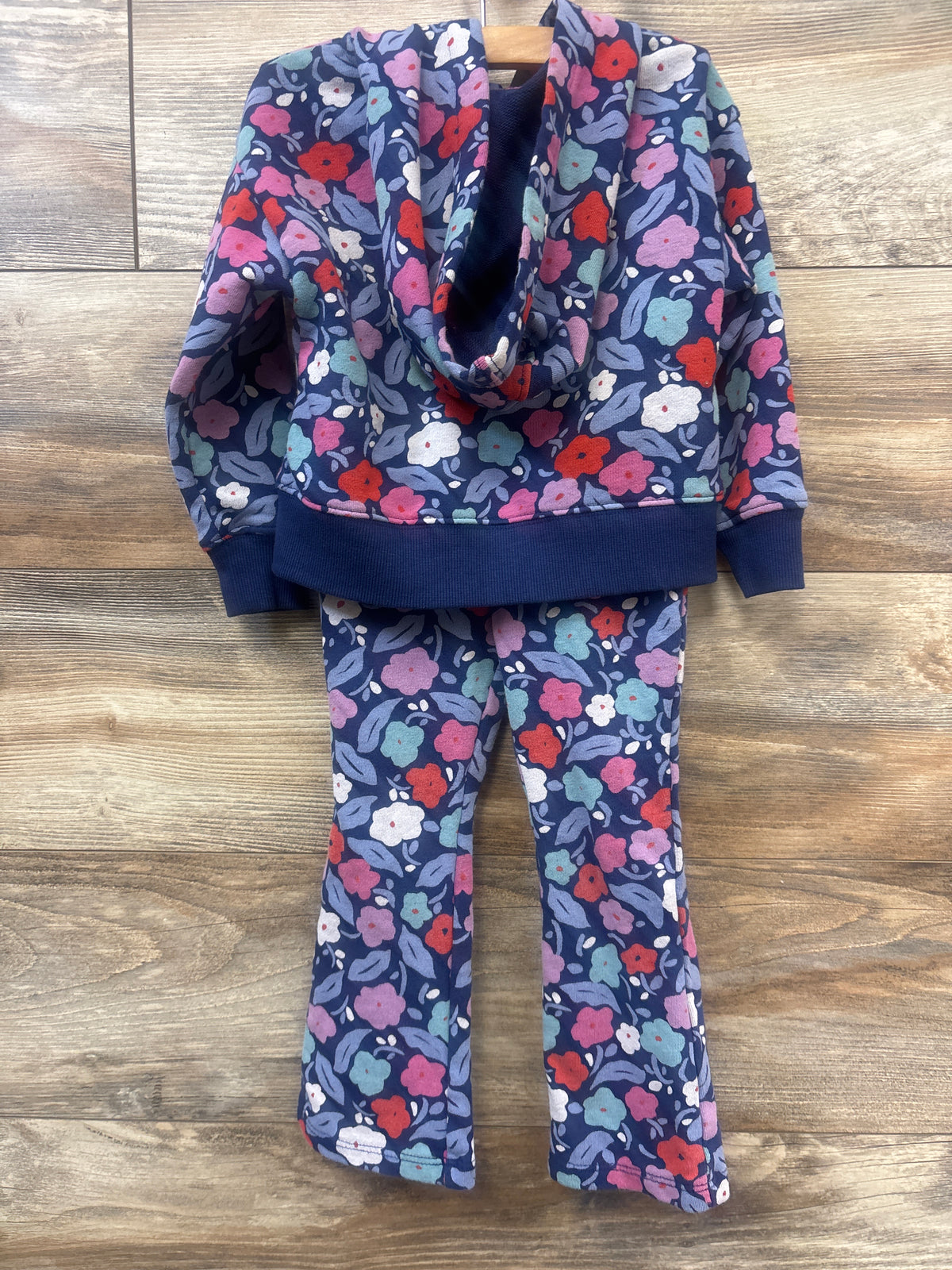 Epic Threads 2pc Floral Full-Zip Jacket & Joggers Set Navy sz 2T