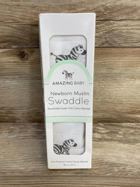 NEW Amazing Baby Sensory Muslin Swaddle Blanket Zebra Black/White 36"x36" - Me n Mommy To Be