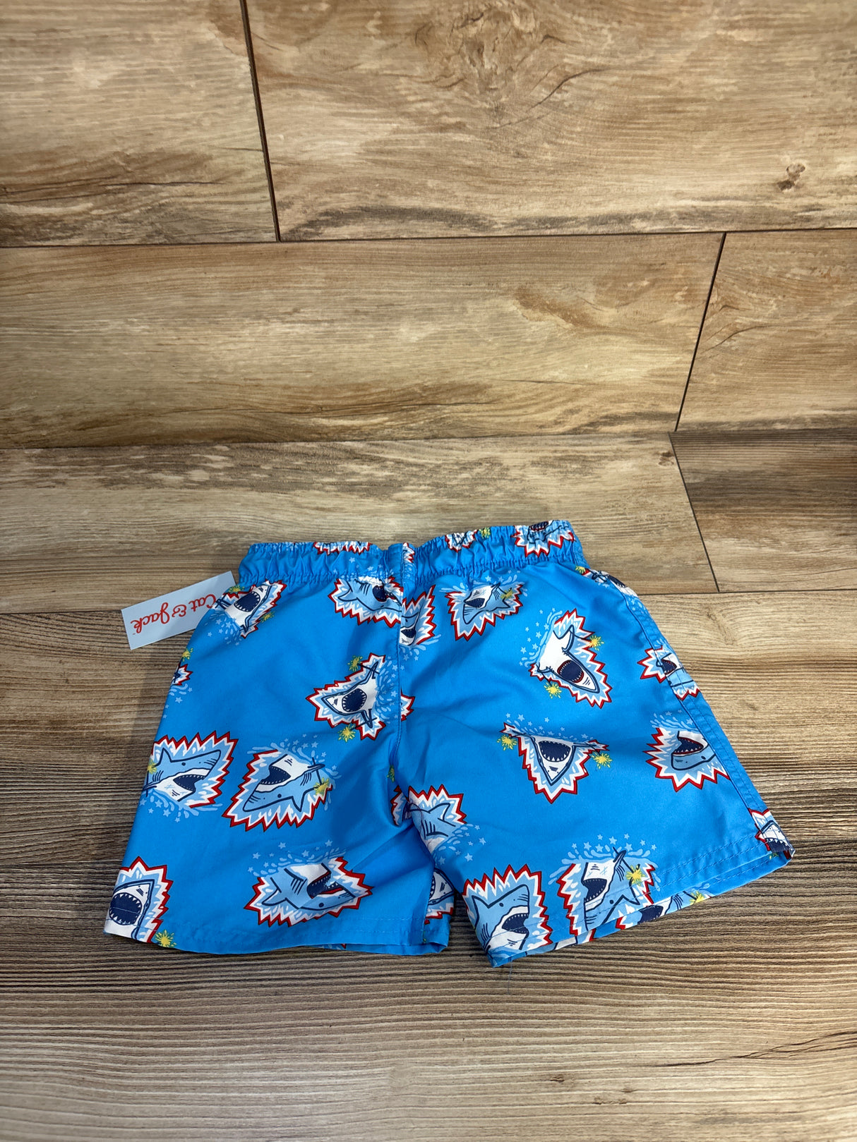 NEW Cat & Jack 4th of July Sharks with Sparklers Swim Trunks Blue sz 5T