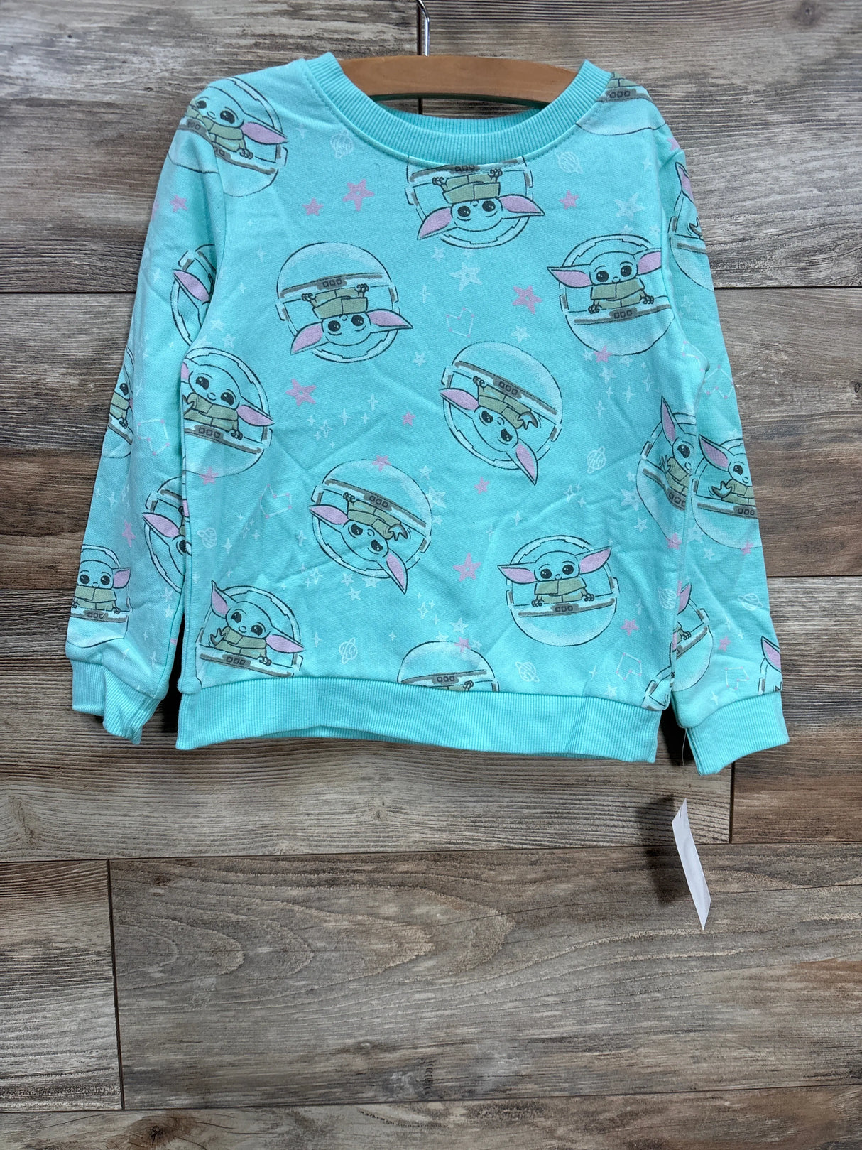 Star Wars Baby Yoda Star Print Sweatshirt Turquoise sz 5T