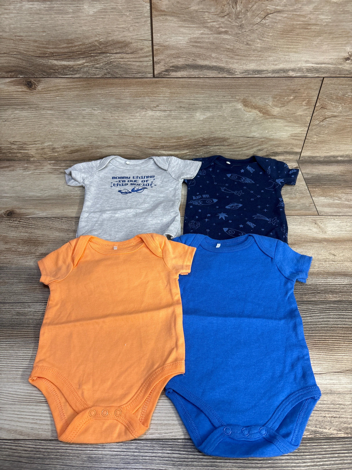 Quiltex 4pk Space Bodysuits Blue sz 0-3m