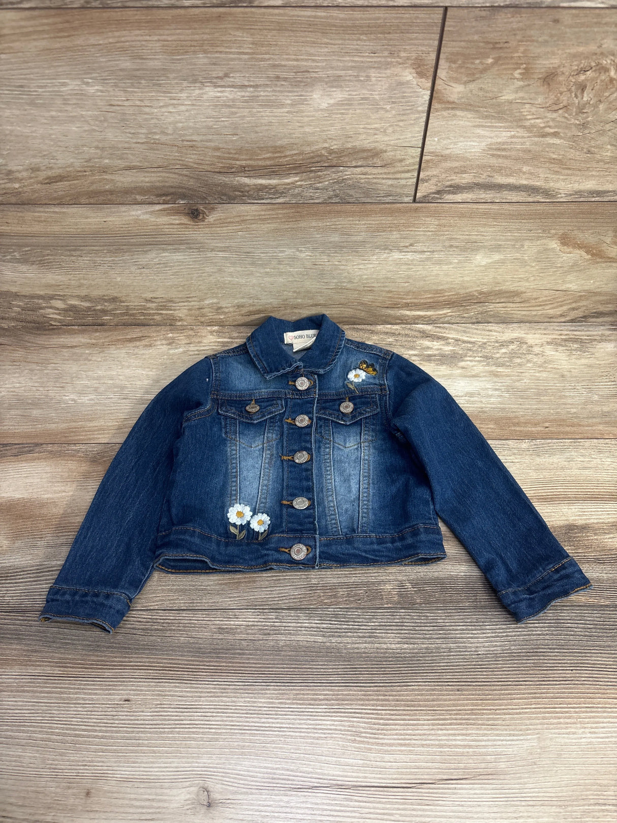 SOHO Blue Butterfly & Flower Embroidered Jacket Blue sz 2T