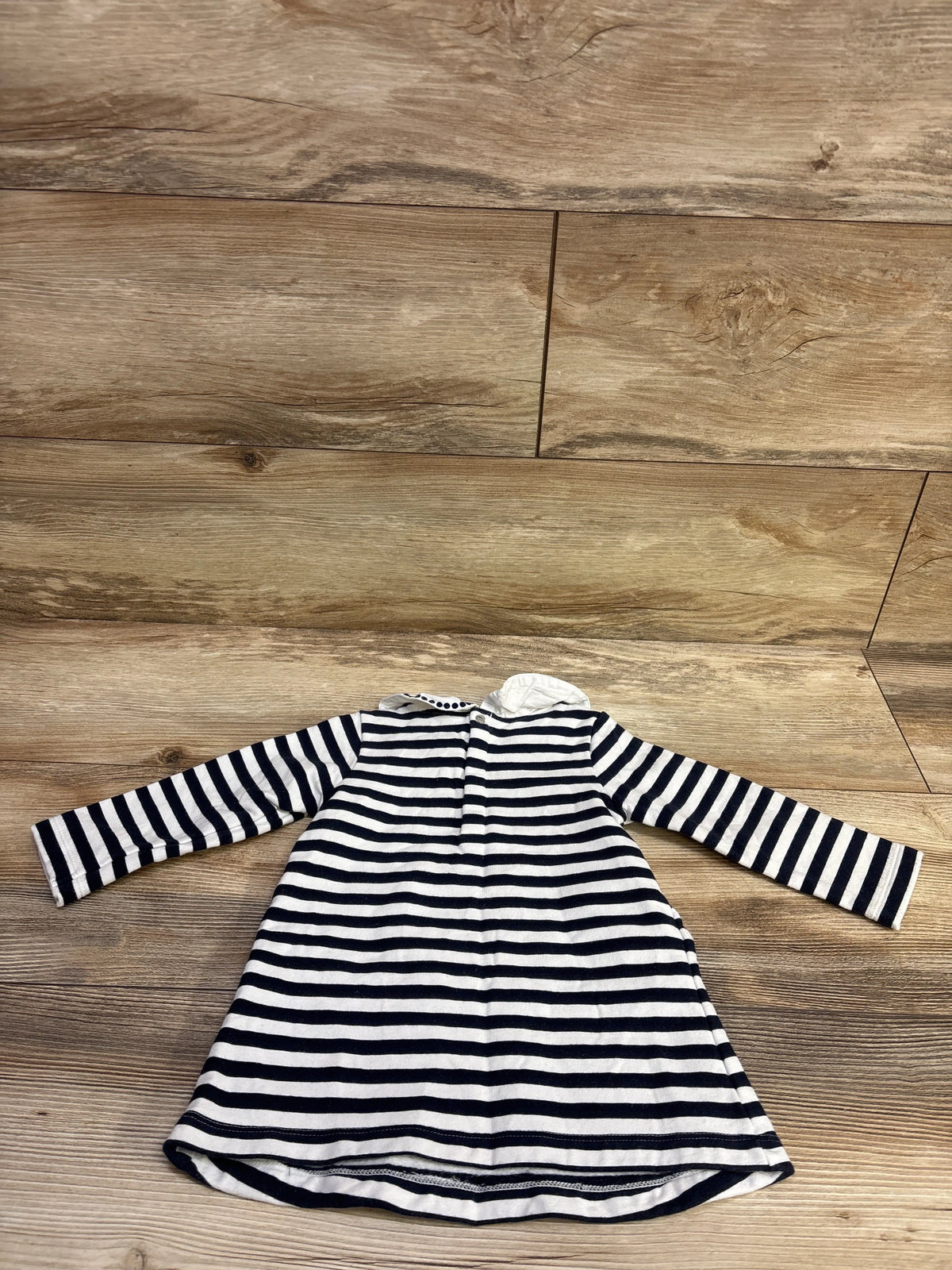 Jacadi Paris Striped Sailor Collar T-Shirt Dress White sz 12m