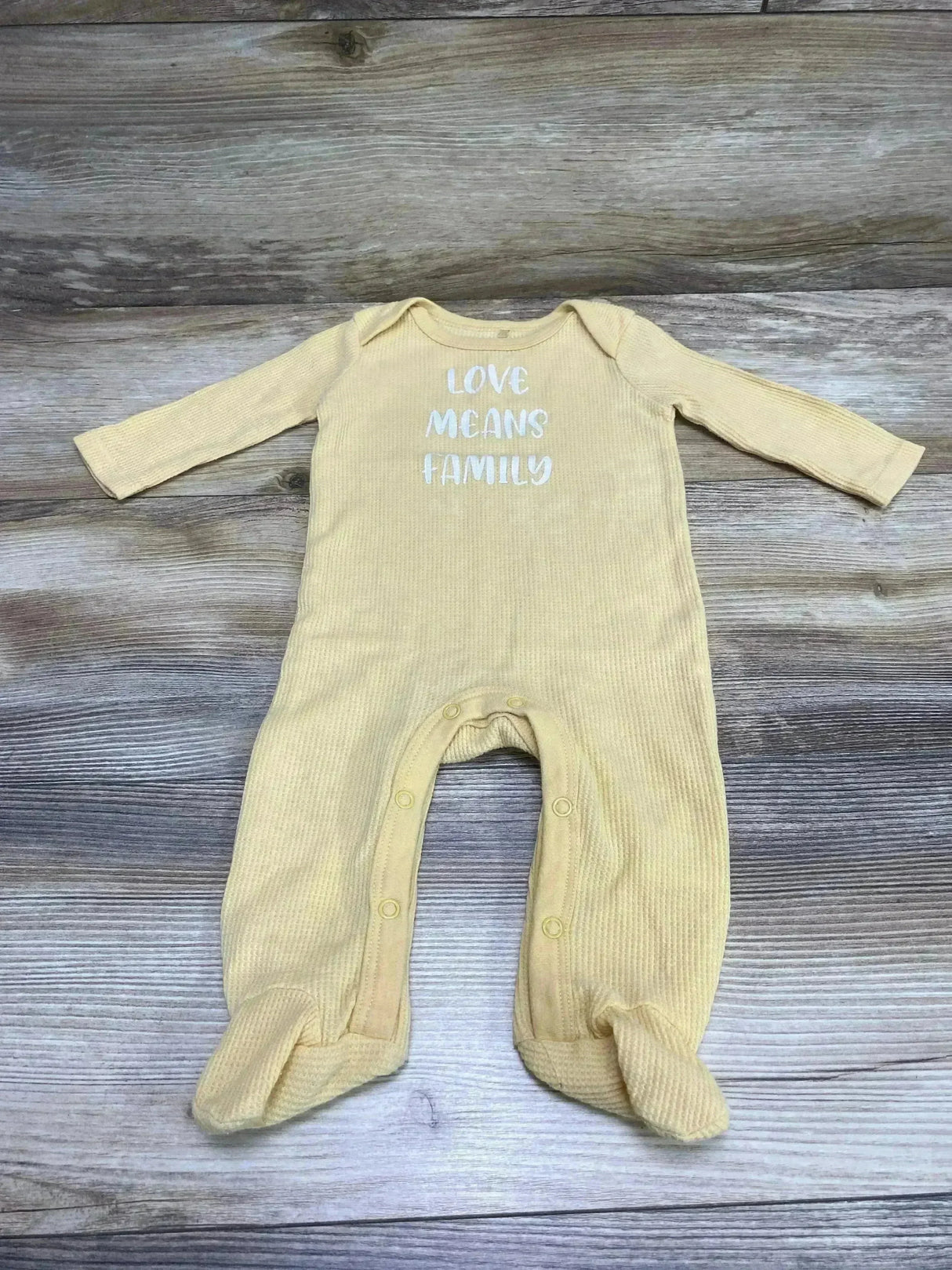 Sandy & Simon Love Means Family Footed Coverall Yellow sz 3-6m - Me n Mommy To Be