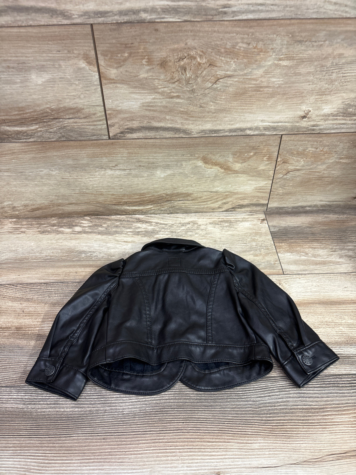 Baby Gap Puff Sleeve Vegan Leather Jacket Black sz 6-12m