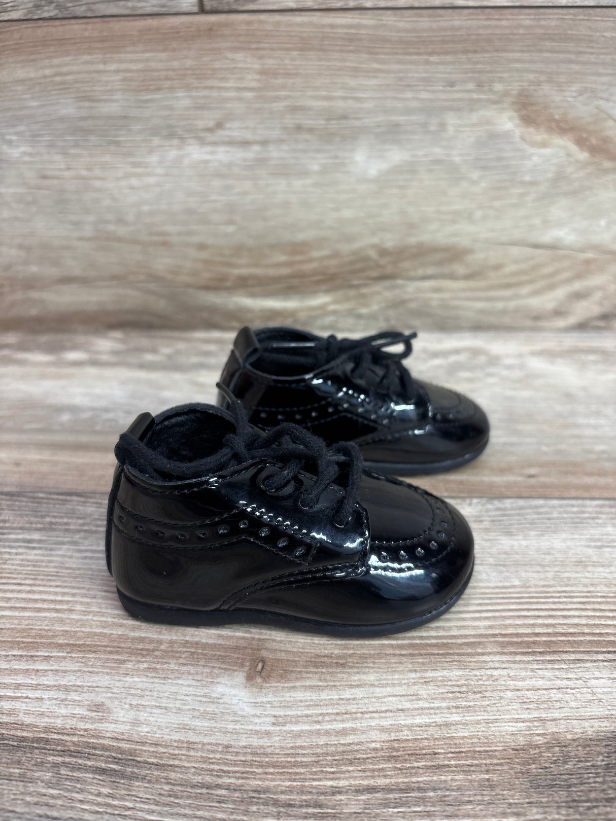EliteGoogv PU Leather Round Toe First-Walkers Shoes Black sz 1/2c