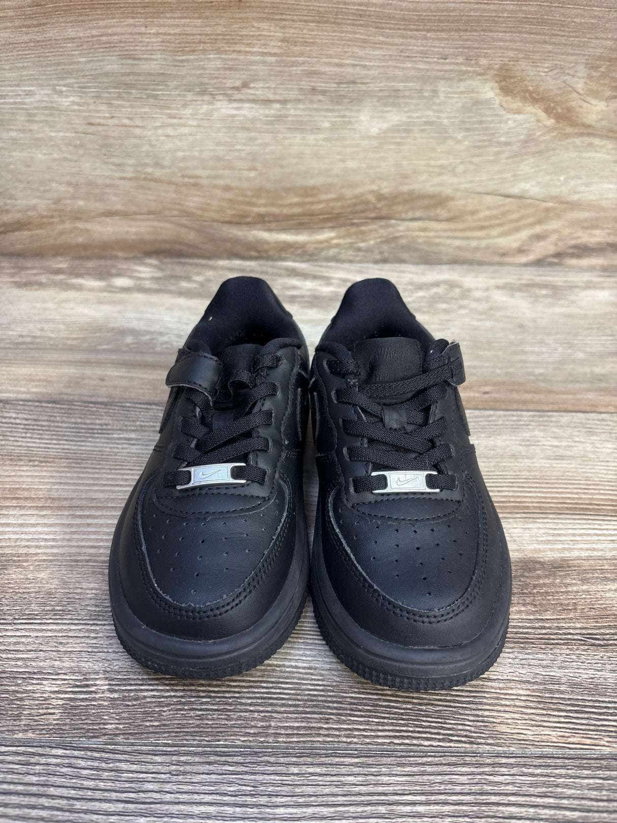 Nike Force 1 Low EasyOn PS 'Triple Black' Sneakers sz 10c