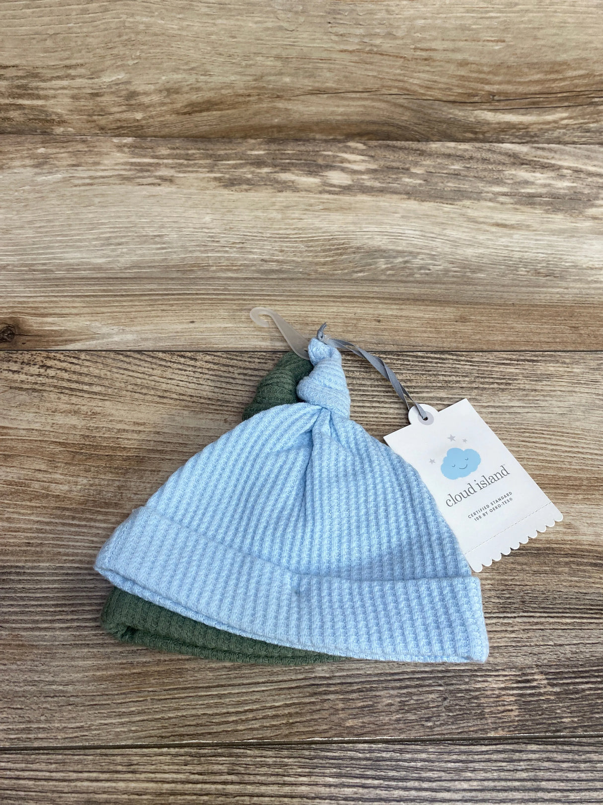 NEW Cloud Island 2pk Knit Knot Hats Blue/Green