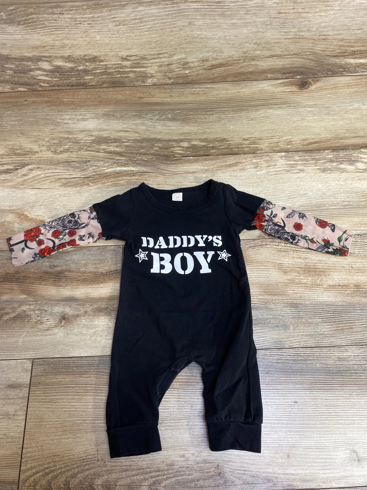 'Daddy's Boy' Long Sleeve Tattoo Coverall Black sz 3-6m