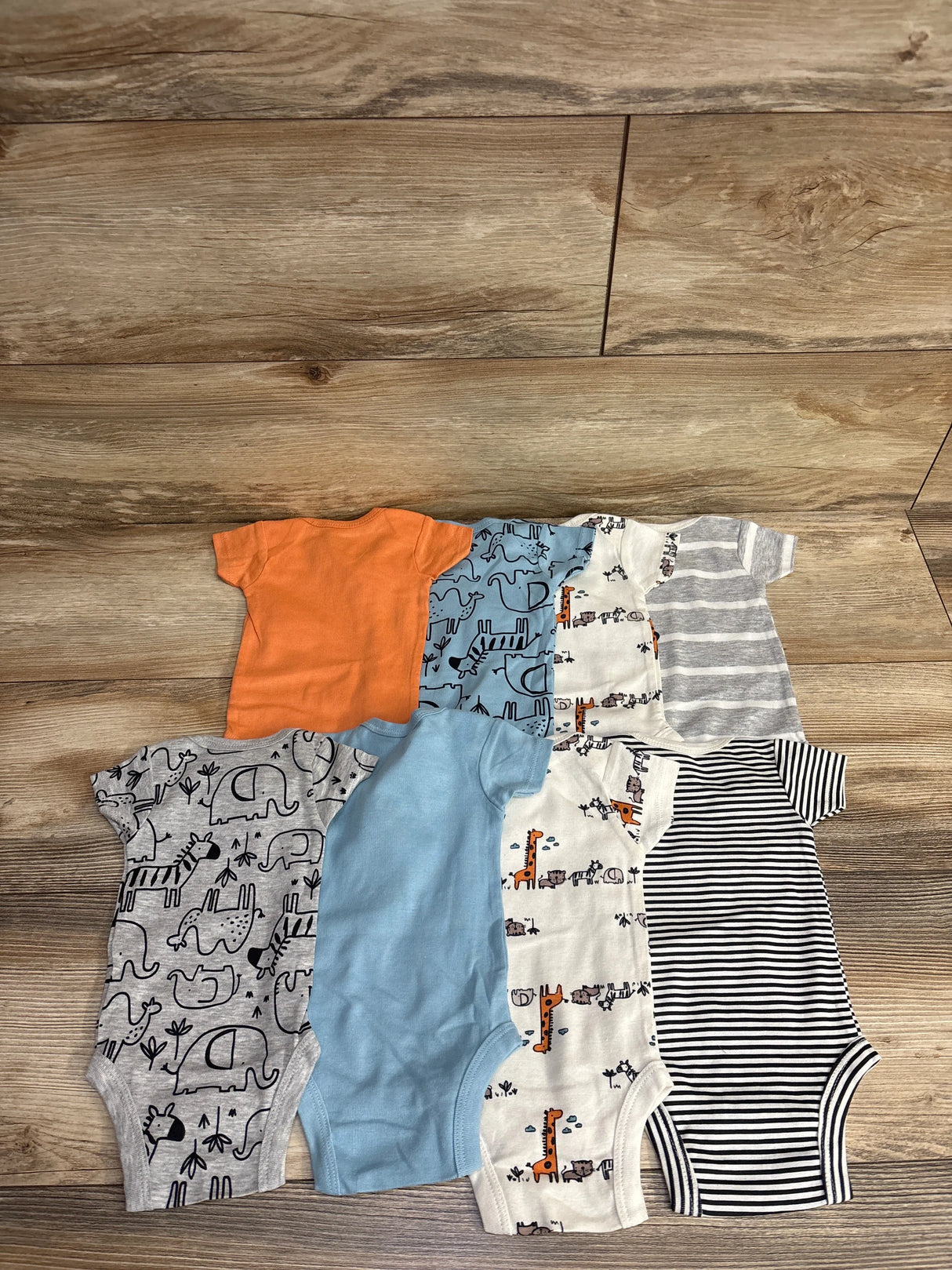 NEW Gerber 8pk Animal Print Bodysuit Set Light Blue sz Newborn