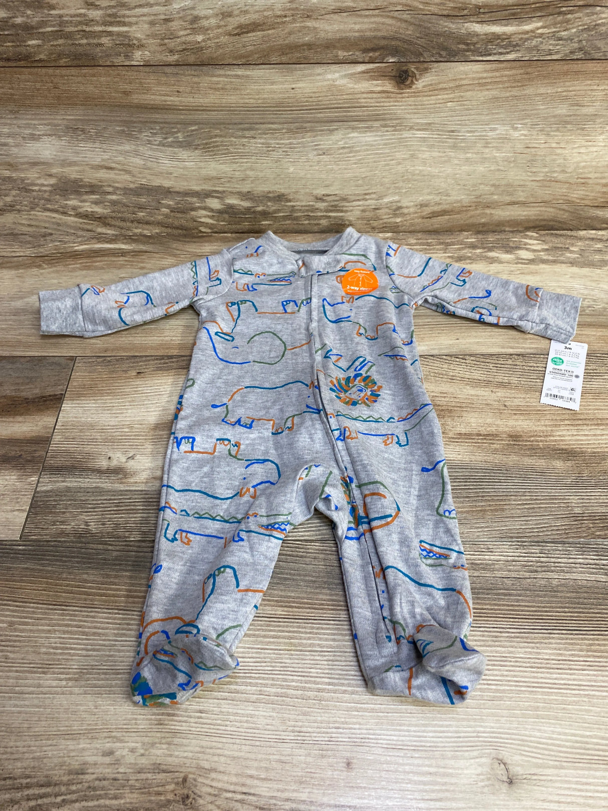 NEW Just One You Animal Print Sleeper Grey sz 3m - Me n Mommy To Be